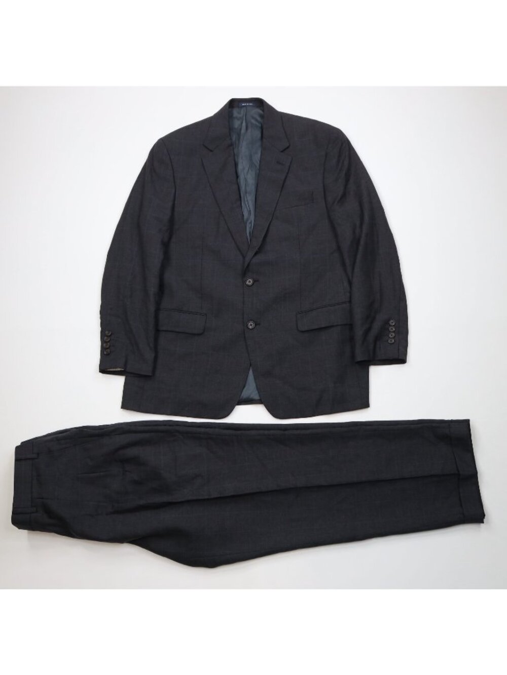 Ralph Lauren Mens Size 42R 2 Piece Wool Suit Wedding Gray Plaid Wide Leg 36x30